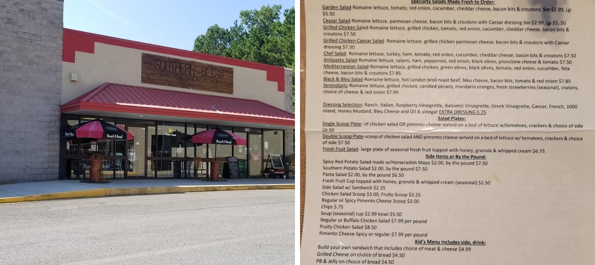 Southern Bliss Bakery Menu