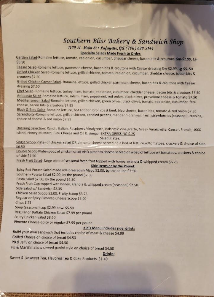 Southern Bliss Bakery Menu image 1